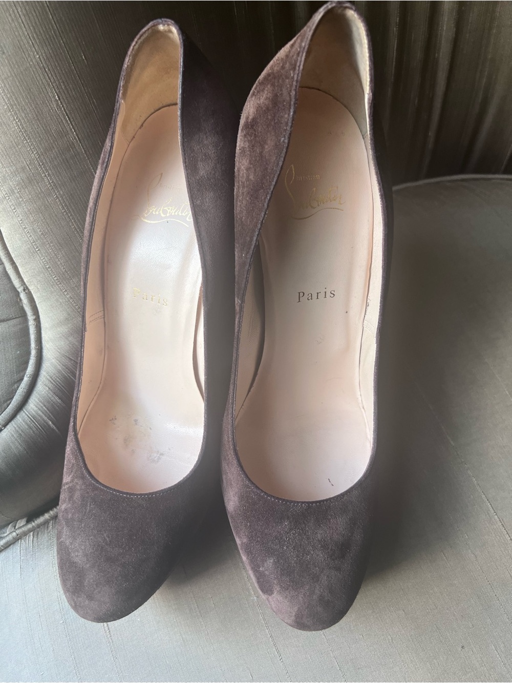 Christian Louboutin Brown Suede Round-Toe Pumps Size 12 / 42